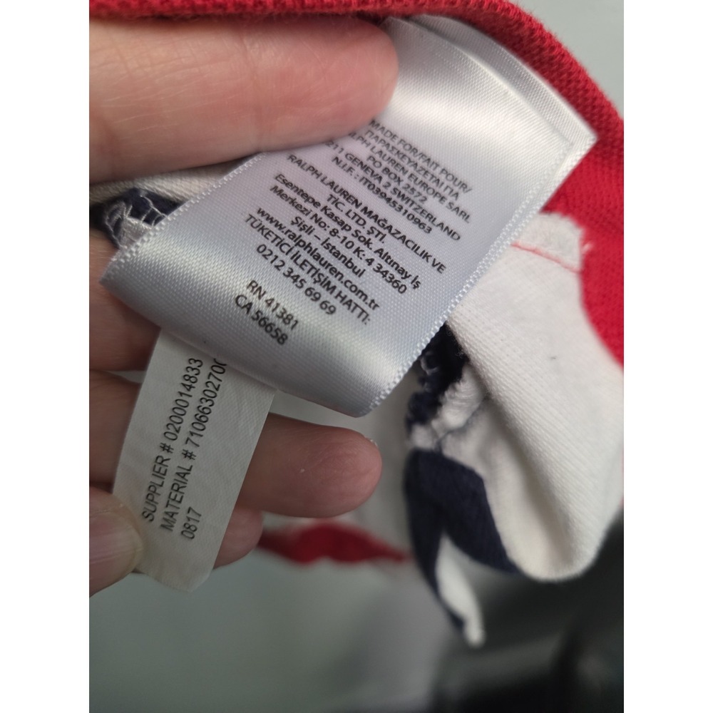 Polo by Ralph Lauren Navy, White & Red Diagonal Stripe Polo Shirt - Picture 6 of 7